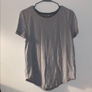 grey and white striped t-shirt